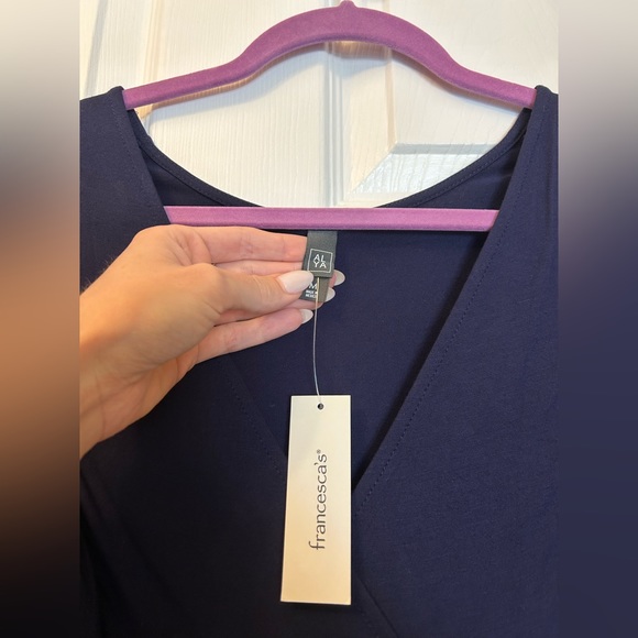 BNWT Navy Blue Faux Tie V-Neck Dress - Picture 9 of 10